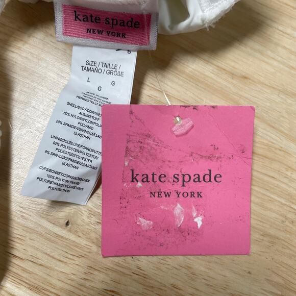 Kate Spade New York NWT Eyelet Halter Underwire One-Piece Swimsuit White Size L - Picture 6 of 11